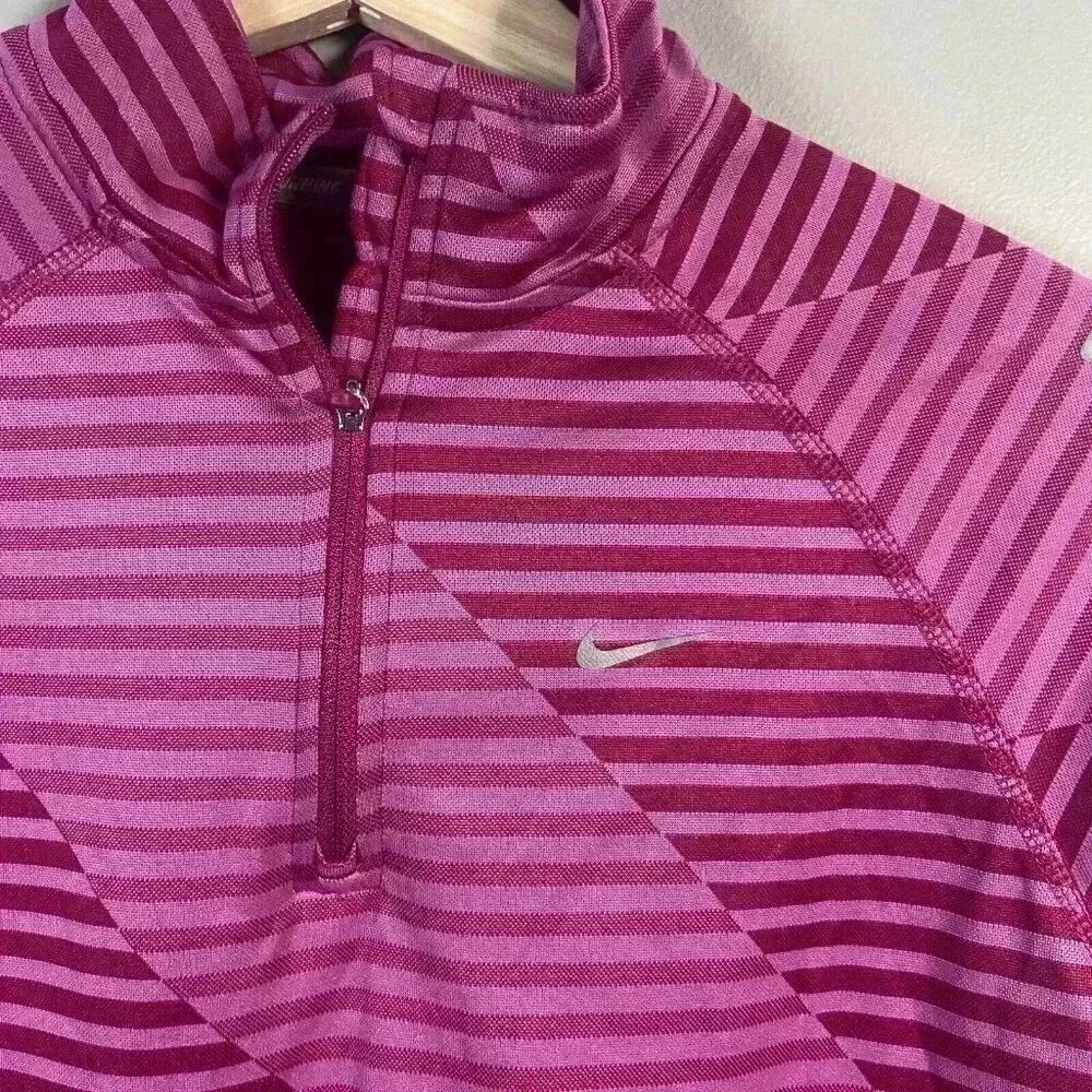 Nike Dri-Fit Pink Running 1/4 Zip‎ Pullover Girls Size XL Fuchsia Athletic Run